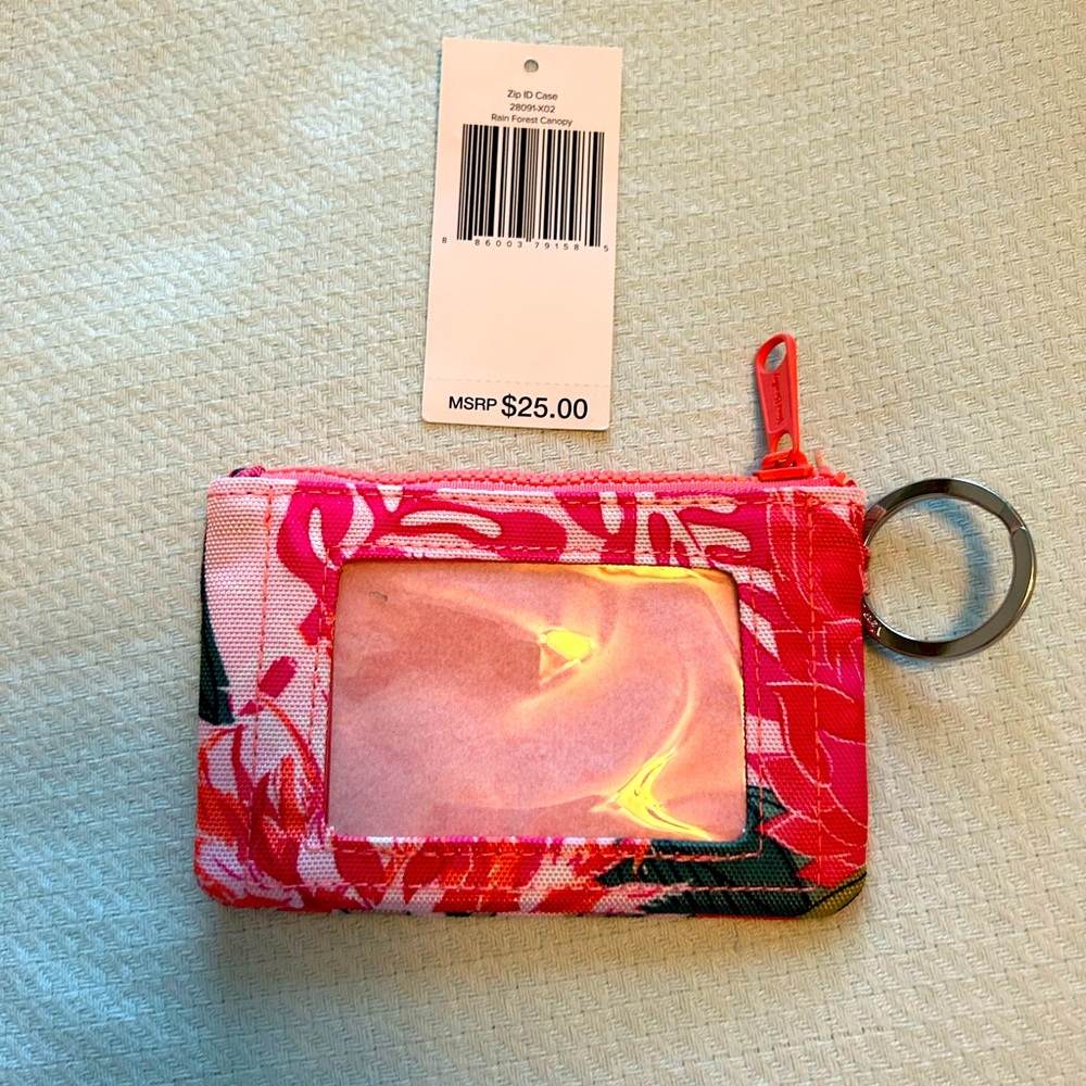 Vera Bradley Rainforest Canopy Coral, Zip ID Case NWT